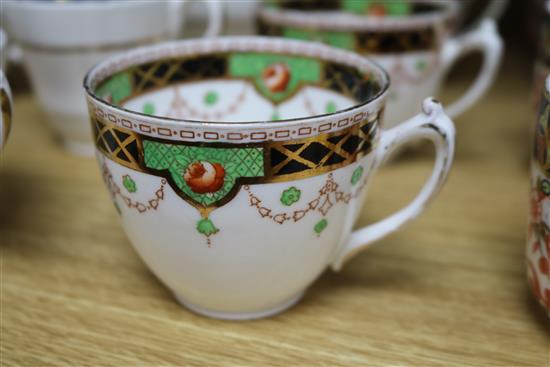 A group of assorted teawares including Victorian porcelain and Crown Derby